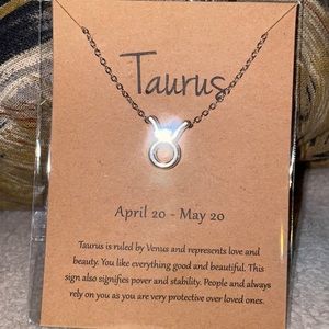 Taurus zodiac sign necklace, Silver, 16” chain